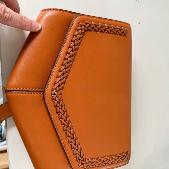 NWOT Sandro Camel Leather Crossbody Bag Lou MM Curcuma Adjustable Strap Purse - Picture 13 of 15